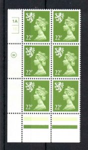 22p SCOTLAND REGIONAL UNMOUNTED MINT PLATE 1A 1B BLOCK Cat £26