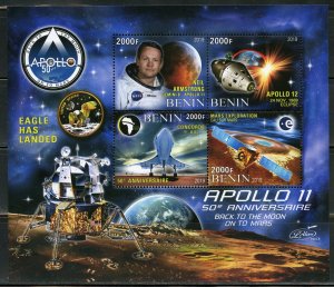 BENIN 2019 50th ANNIVERSARY OF APOLLO 11 NEIL ARMSTRONG SHEET MINT NH