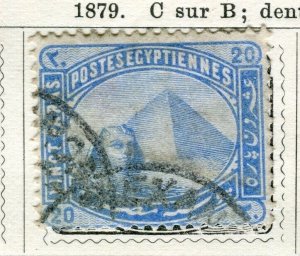 EGYPT; 1879 early classic Sphinx Pyramid issue fine used 20pa. value