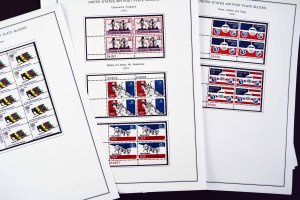 COLOR PRINTED USA AIRMAIL PLATE BLOCKS 1918-2012 STAMP ALBUM PAGES (50 il pages)