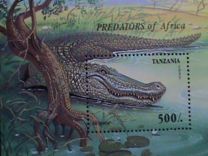 ​TANZANIA-1995-PREDATORS OF AFRICA-ALLIGATOR-MNH-SHEET   WE SHIP TO WORLD WIDE