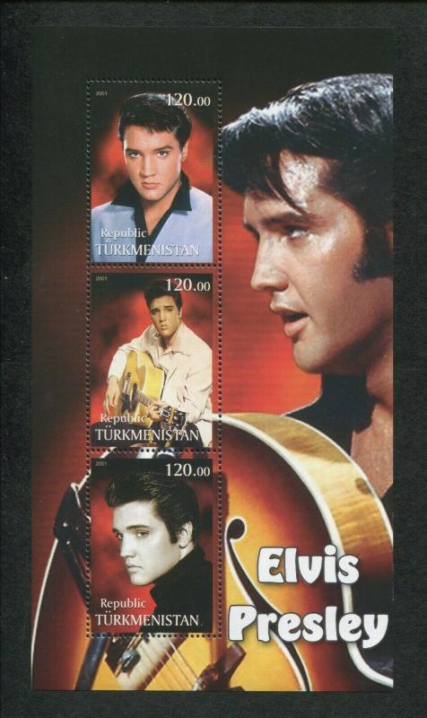 Turkmenistan Commemorative Souvenir Stamp Sheet - Rock & Roll King Elvis Presley