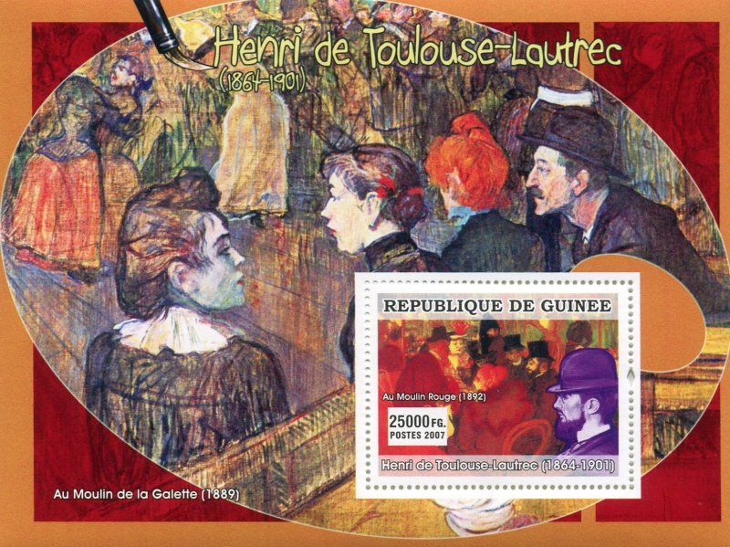 Guinea 2007 LAUTREC Paintings s/s Perforated Mint (NH)