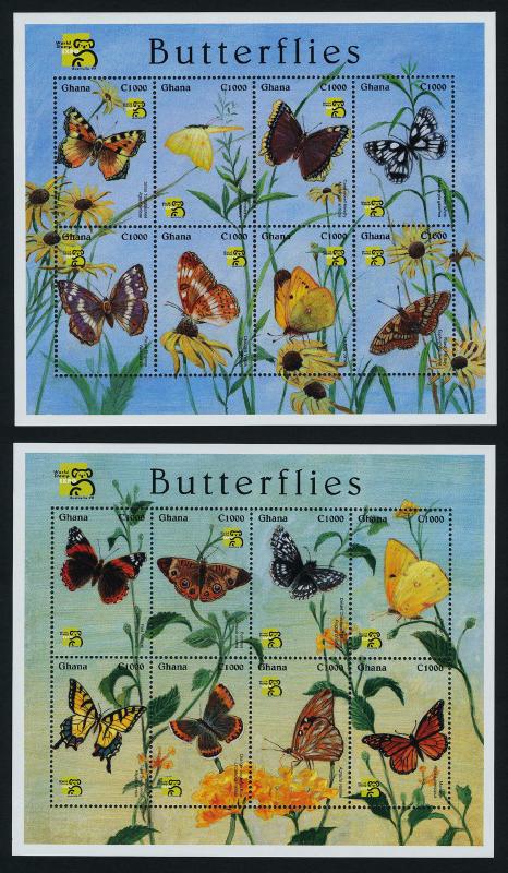 Ghana 2098-9 MNH Butterflies, Flowers