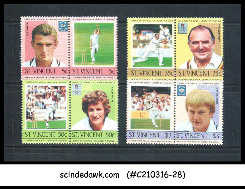 ST. VINCENT - 1985 LEADERS OF THE WORLD / SPORTS / CRICKET - 8V - MINT NH