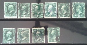 Scott #O57-O66  -  Official - State - Used - Lot - 1873