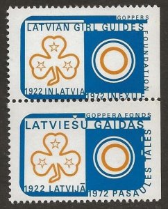 1972 Canada Latvian Scouts in Exile Gen. Goppers Found. Latvia SE-TENANT Pair NH-