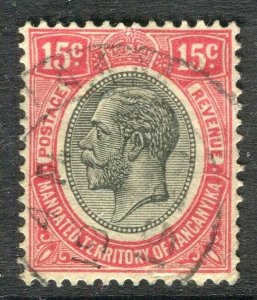 TANGANYIKA; 1927 early GV issue fine used Shade of 15c. value