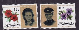 Aitutaki-Sc#77-8 unused  NH set-Royal Wedding-Princess Anne-Flowers-id2-1973-