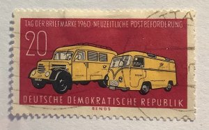 Germany DDR 1960 Scott 512 used - 20pf,  Post Vehicles, Stamp Day