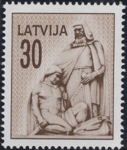 Latvia 1992 MNH Sc 320 30k Knight standing over man Monument