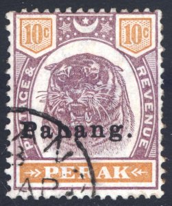 Malaya Pahang 1898 10c Purple & Orange Tiger SG 19 Scott 16 VFU Cat £28($37)