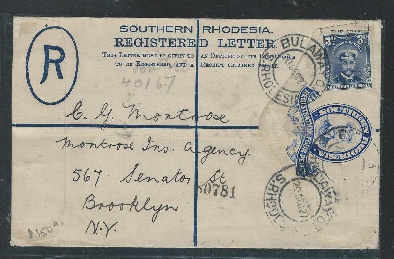 SOUTHERN RHODESIA (P2308B) KGV RLE UPRATED 3D ADMIRAL TO USA