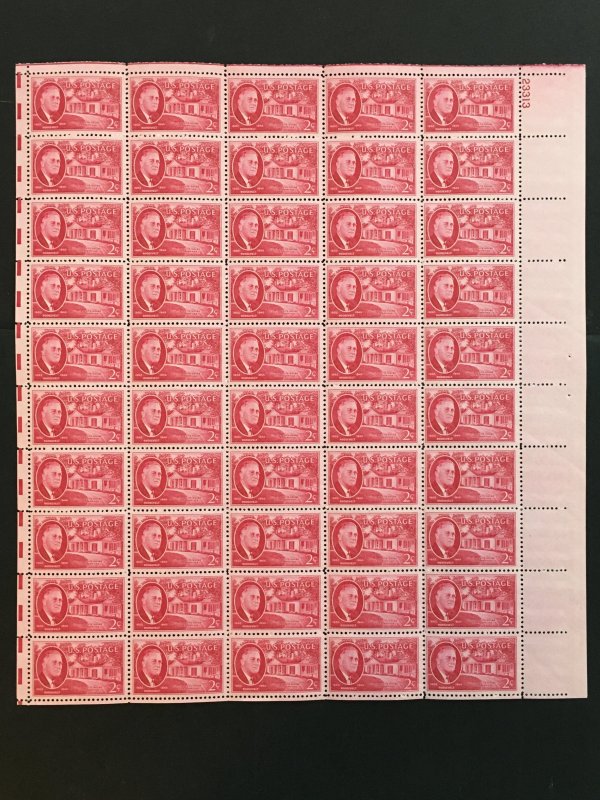 1945 sheet of postage stamps, 2 ¢ Roosevelt, Sc# 931