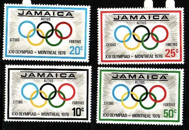 Jamaica-Sc#410-13- id9-unused NH set-Sports-Olympics-Montreal-1976-