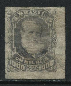 Brazil 1878 1000 reis gray lilac rouletted unused no gum