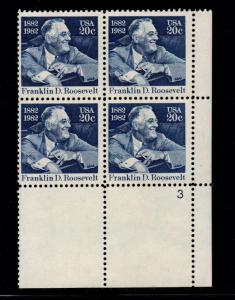 ALLY'S STAMPS US Plate Block Scott #1950 20c Franklin D. Roosevelt F-VF MNH STK