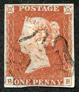 1841 Penny Red (RB) Plate 32 Fine Four Margins P CONVERTED to R