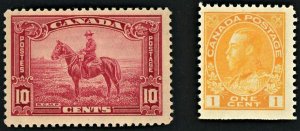 #105 & #223  1c Orange Yellow & 10c Carmine Rose VF MNH