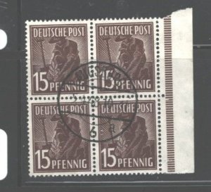 GERMANY,1947-1948, D.POST #562 BLOC OF 4 USED