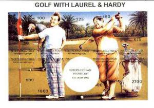 Touva 1995 Golf with Laurel & Hardy composite sheet c...