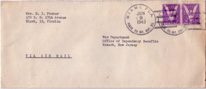 United States Military 3c Win The War (2) 1943 Miami, Fla. Hdqrs. 7th Nav. Di...