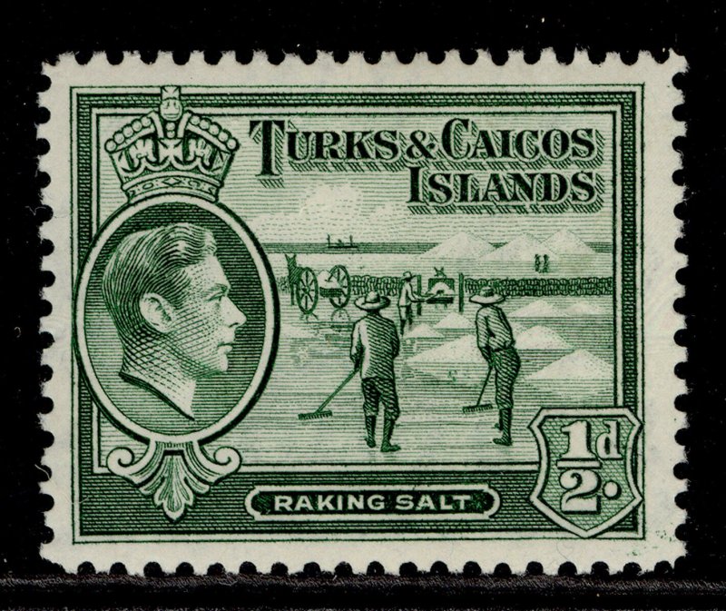 TURKS & CAICOS ISLANDS GVI SG195, ½d yellowish green, M MINT.