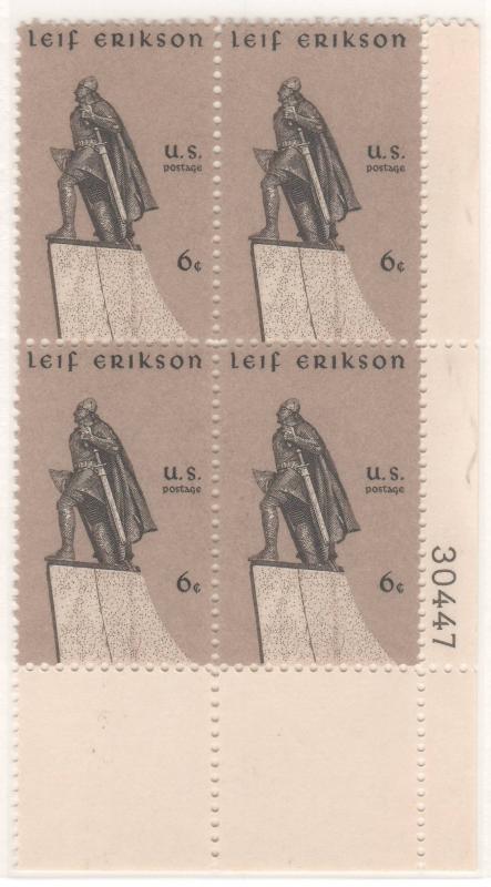 1359: Leif Erikson - Plate Block - MNH - 30447-LR