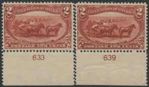 #286 (2) BOTTOM PLATE NOS. VF-XF OG  NH CV $135 BS1272