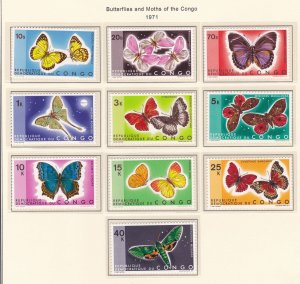 Congo Democratic Republic # 713-722, Moths & Butterflies, NH, 1/2 Cat.