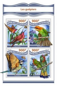 Central Africa - 2017 Bee-eaters - 4 Stamp Sheet - CA17809a