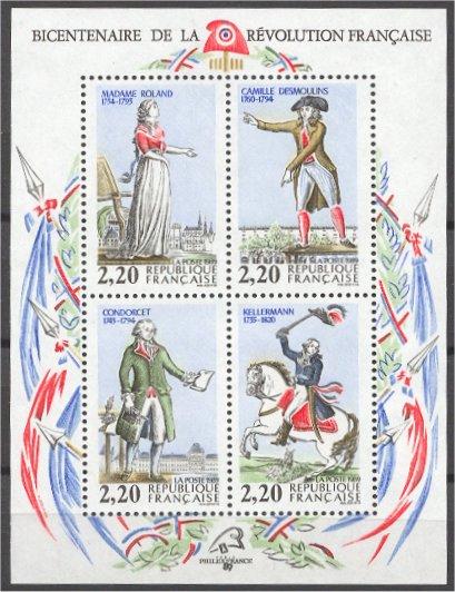 FRANCE, BICENTENARY SOUVENIR SHEET MNH