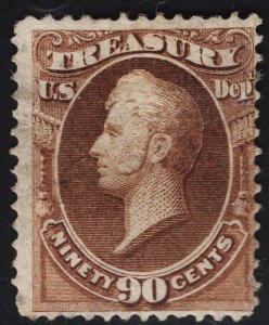 US #O82 90c Brown U.S. Treasury Dept. MINT NO GUM SCV $225.00