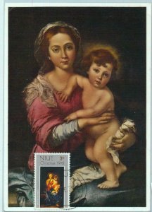 90278 - NIUE - Postal History - MAXIMUM CARD -  ART Religion XMAS 1972  Murillo