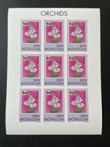 (40) MONGOLIA 1997 : ORCHIDS - MNH VF SHEET OF 9 IMPERFO