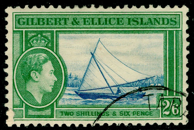 GILBERT AND ELLICE ISLANDS SG53, 2s 6d dp blue & emerald, USED. Cat £11.