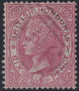 Sc# 2 British Honduras QV 6 pence 1866 used issue p.14 Unwatermarkd CV $195.00