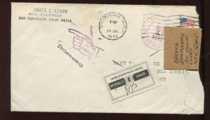 OX45 Post Office Seals & Registered Tape Sealed 1972 Cover LV7017