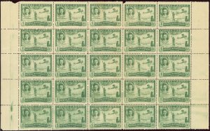 Spain #C56 Charles A. Lindbergh 1p Airmail Postage 1930 Margin Block of 25 MNH