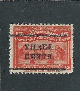 NEWFOUNDLAND 1920 3c on 15c BRIGHT SCARLET MM SG 146 CAT £40