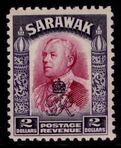 SARAWAK GVI SG163, $2 bright purple & violet, M MINT. 