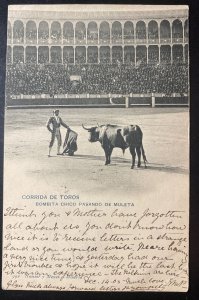 1905 Madrid Spain real Picture Postcard Cover To England Bull Fight Scene