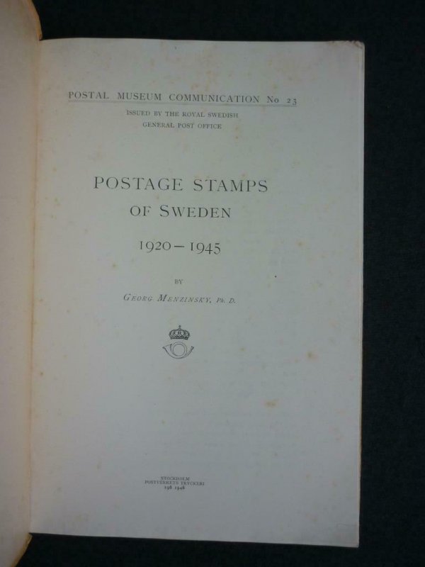 POSTAGE STAMPS OF SWEDEN 1920-1945 by GEORG MENZINSKY