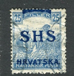 CROATIA; 1918 New Yugoslavia SHS HRVATSKA Optd issue used 25f. value