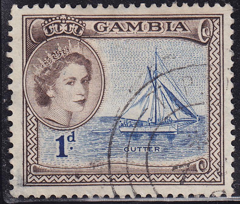 Gambia 154 USED 1953 Sailing Cutter Ship