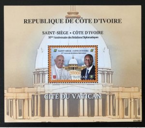 Ivory Coast 2020 Bloc S/S Joint Issue Vatican Pope President
