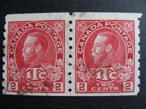 Canada admiral KGV war tax Sc MR6 used pair, ink smears, light creases see pics