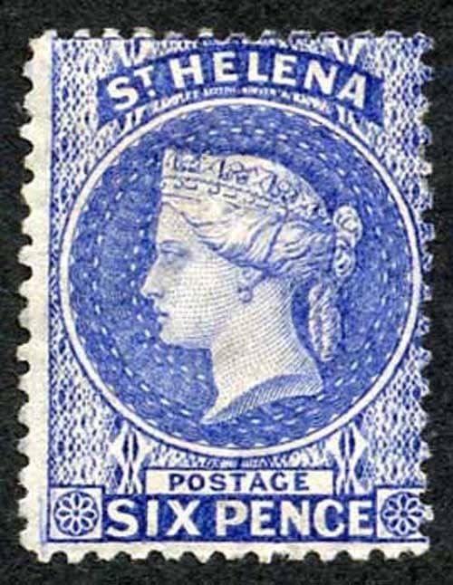 St Helena SG16a 6d Ultramarine perf 12.5 Mint (part gum) cat 550 pounds