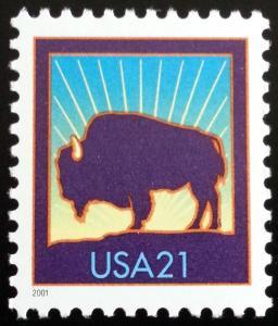 U.S.#3467 American Buffalo 21c Single, MNH.