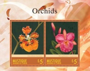 Mustique 2014 - Orchids  - Souvenir Stamp Sheet  - MNH